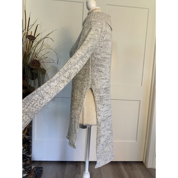 Heather B Sweater Gray Ivory Knit High-Low Mock Turtleneck Pullover Size M $88 - Picture 3 of 6